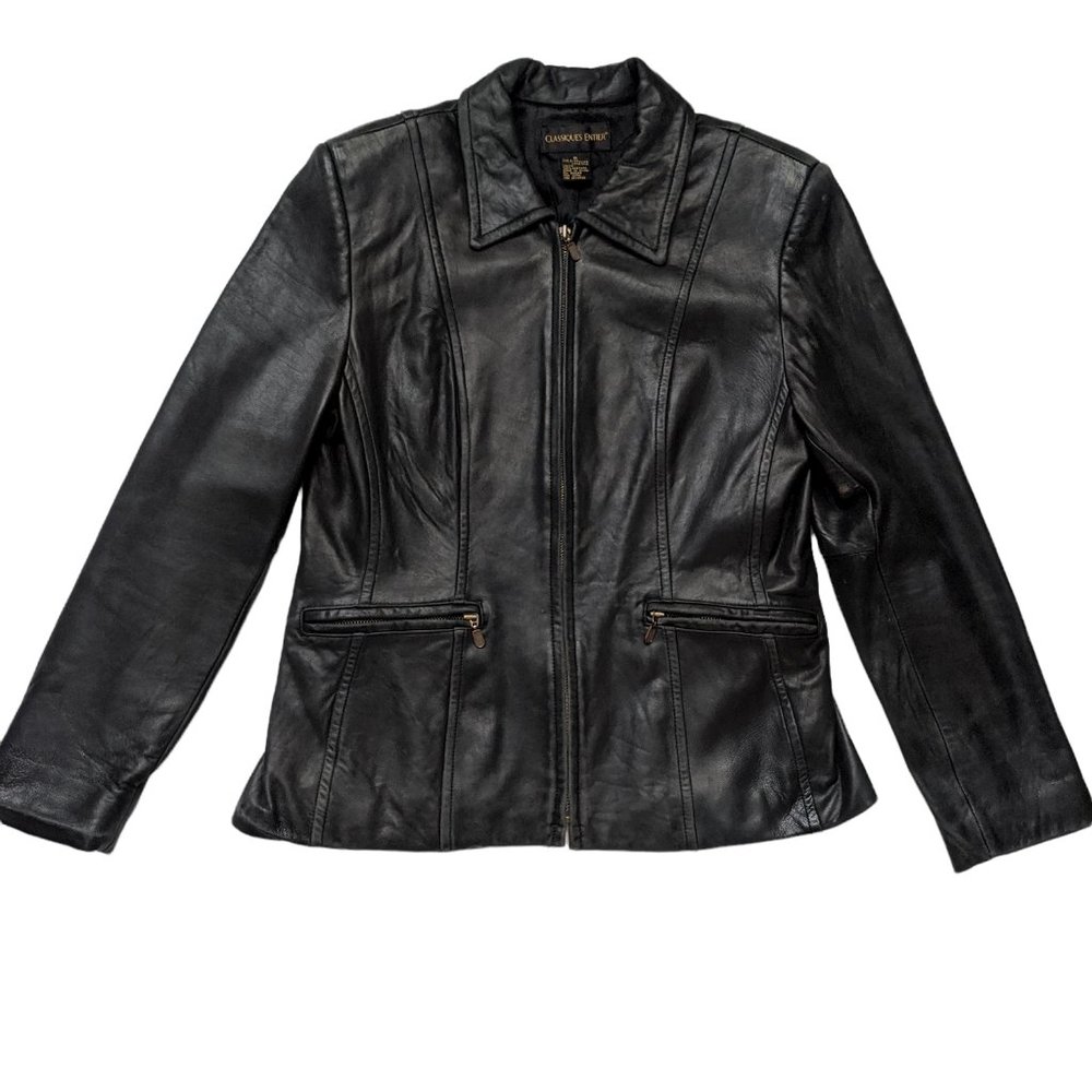 vintage black leather jacket
